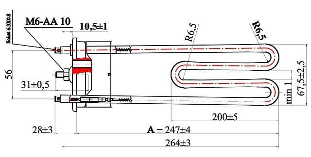 Чертеж ТЭНа: пример